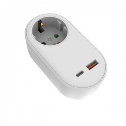 ΑΝΤΑΠΤΟΡΑΣ ΣΟΥΚΟ ΜΕ 2 USB (Type C+ Type A) ΛΕΥΚΟ ΜΕ ΠΡΟΣΤΑΣΙΑ ΕΠΑΦΩΝ