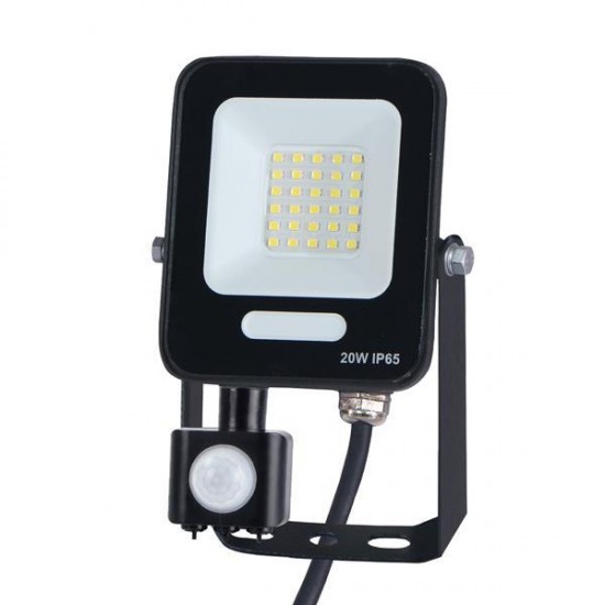ΠΡΟΒΟΛΕΑΣ LED 20W SMD ΜΕ ΠΕΡΙΣΤΡΕΦΟΜΕΝΟ ΑΝΙΧΝΕΥΤΗ ΚΙΝΗΣΗΣ ΜΑΥΡΟΣ IP54 6500K PLUS
