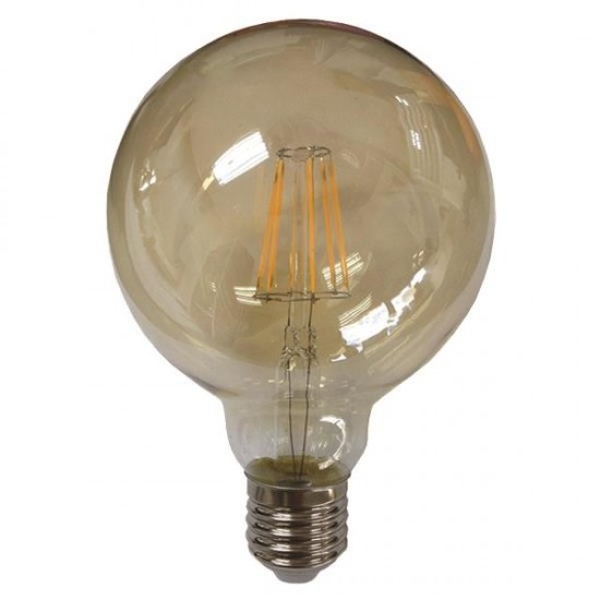 ΛΑΜΠΑ LED ΓΛΟΜΠΟΣ G125 FILAMENT 8W 1055lm Ε27 2400K 220-240V GOLD GLASS DIMMABLE