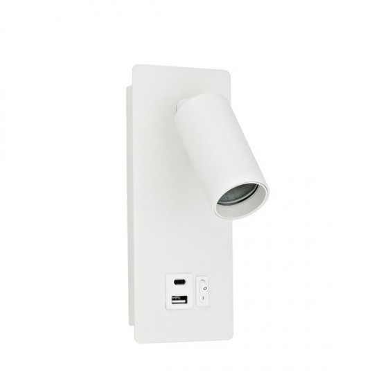ΑΠΛΙΚΑ ΑΝΑΓΝΩΣΗΣ ΑΛΟΥΜΙΝΙΟΥ 1XGU11 MAX8W Φ40x80mm ΜΕ USB TYPE C ΑΣΠΡΗ ARTE ILLUMINA VON