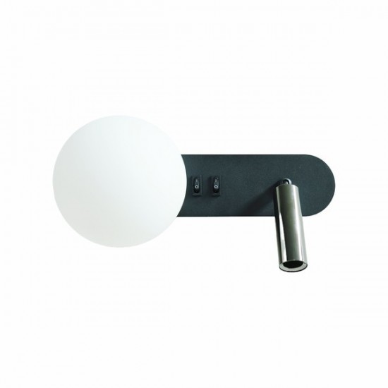 ΑΠΛΙΚΑ ΑΝΑΓΝΩΣΗΣ ΔΙΠΛΟΥ ΦΩΤΙΣΜΟΥ 1xG9 Max 7W + LED 3W 150Lm 3000K 270x152x120mm ΜΑΥΡΗ ARTE ILLUMINA NODE