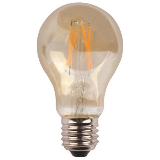ΛΑΜΠΑ ΚΟΙΝΗ LED CROSSED FILAMENT 7W 806lm E27 2400K 220-240V GOLD GLASS DIMMABLE