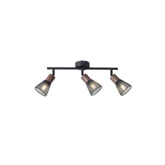 ΣΠΟΤ ΜΕ ΔΙΧΤΥ ΜΕΤΑΛΛΟ-ΞΥΛΟ 3ΦΩΤΟ 3XE14 Max 8W 390X80X145mm ΜΑΥΡΟ ARTE ILLUMINA MESHY