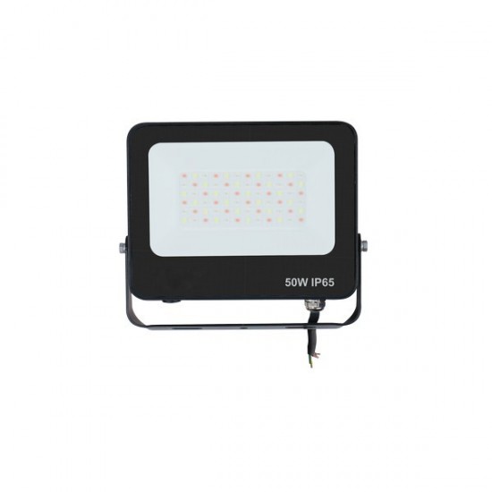 ΠΡΟΒΟΛΕΑΣ LED 50W SMD RGBW 100-265V IP66 ΜΑΥΡΟΣ PLUS